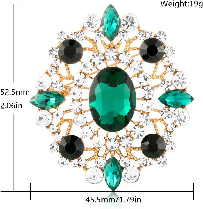LAXPICOL Vintage Clear Austrian Crystal Brooch Pin for Women Elegant Wedding Bridal Brooches Broach Pin 1.69"*1.39" - Image 3
